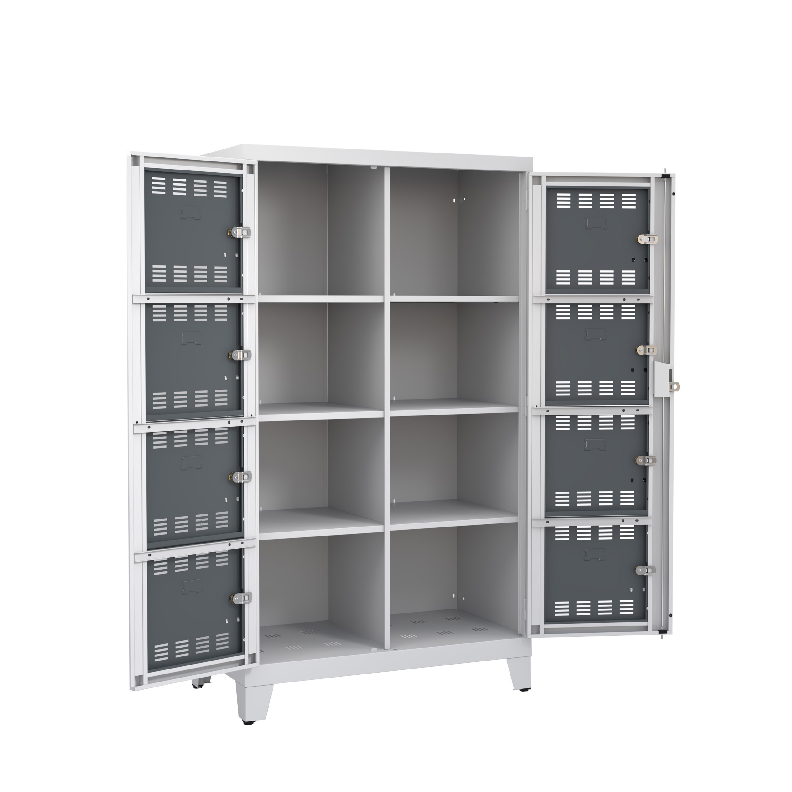 Vestiaire visitable 2 colonnes 4 casiers galvanisé h. 35 cm sur pieds - serrure ou moraillon