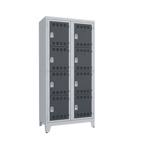 Vestiaire visitable sur pieds 2 colonnes 4 casiers h. 45 cm serrure ou moraillon
