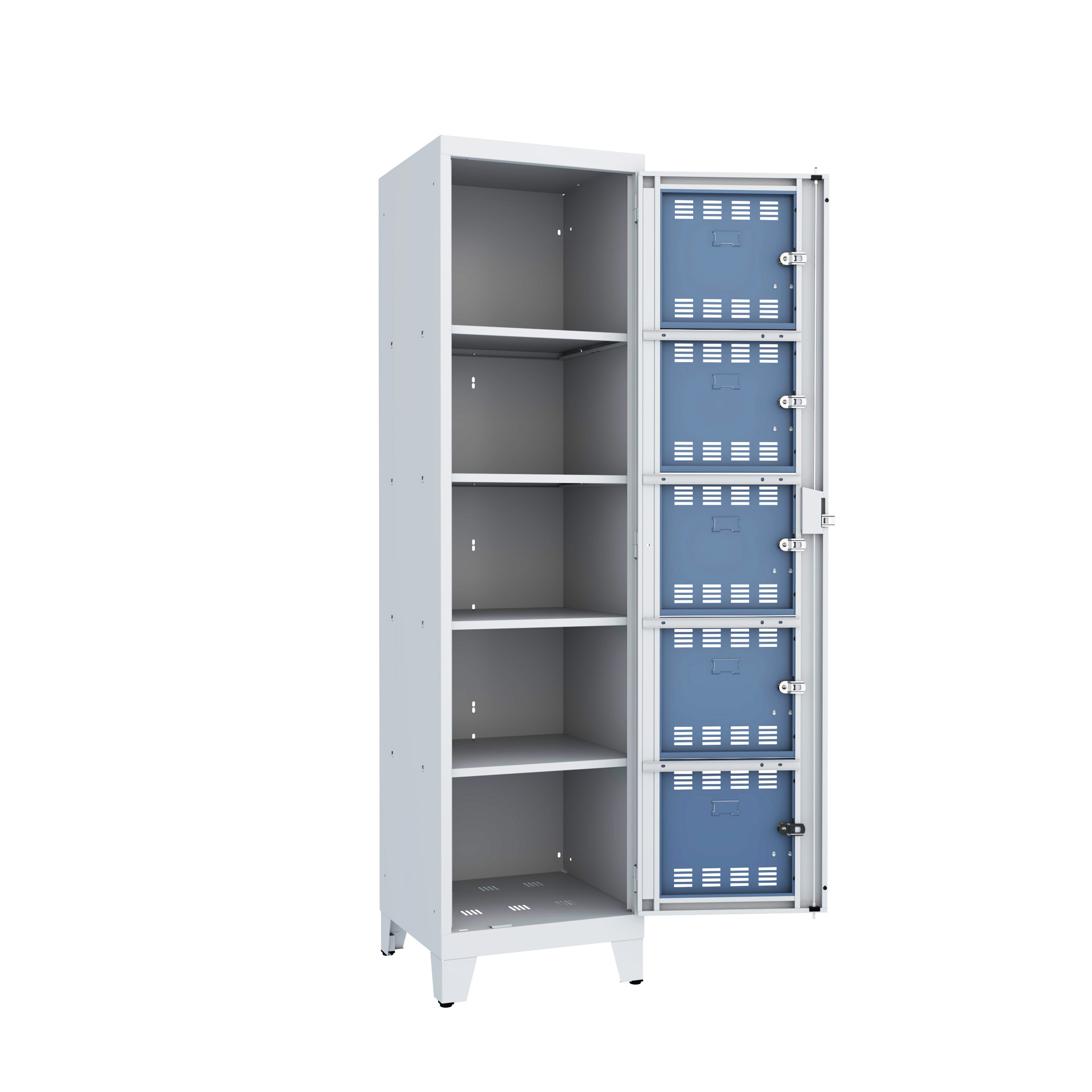 Vestiaire visitable 1 colonne 5 casiers sur pieds - serrure ou moraillon