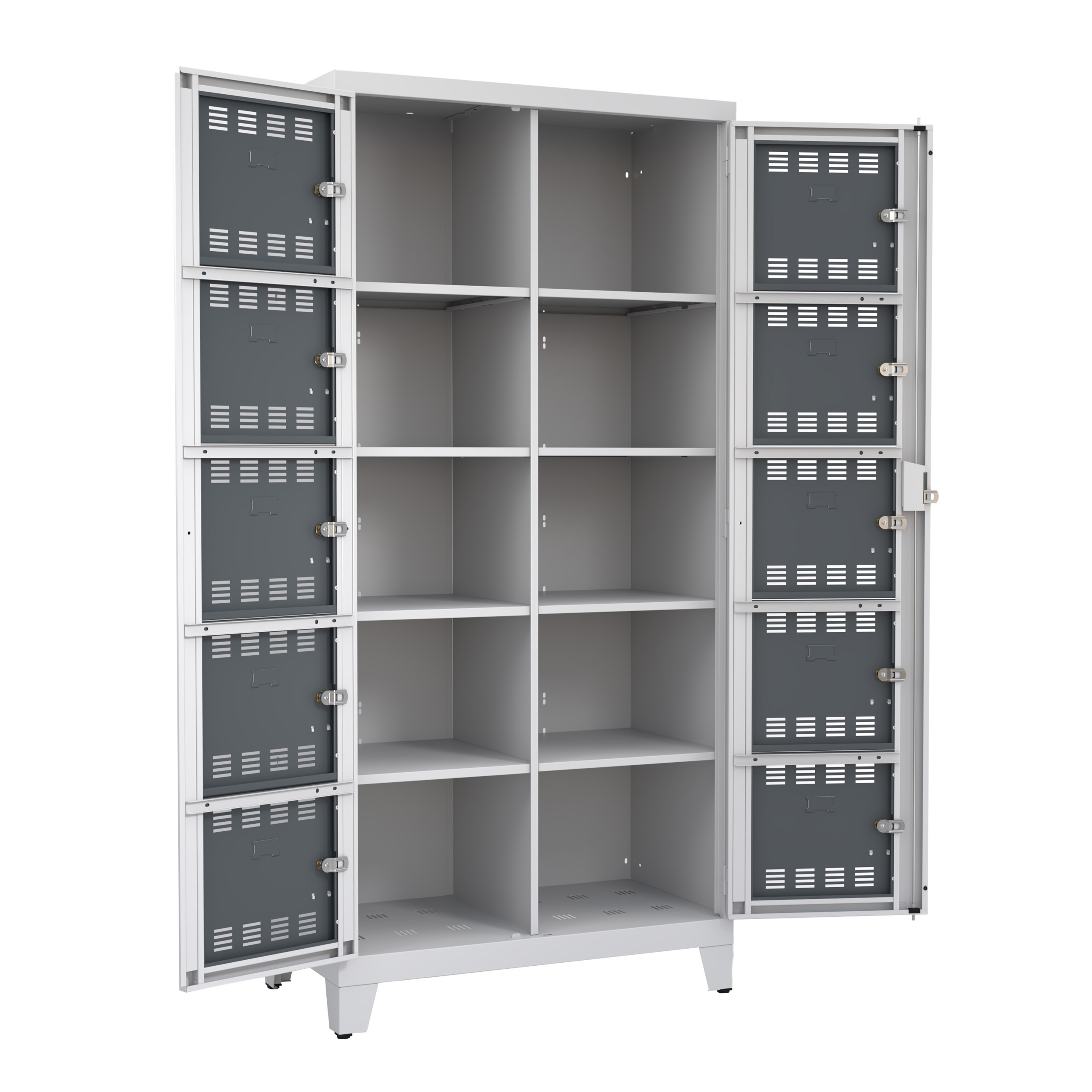 Vestiaire visitable 2 colonnes 5 casiers sur pieds - serrure ou moraillon