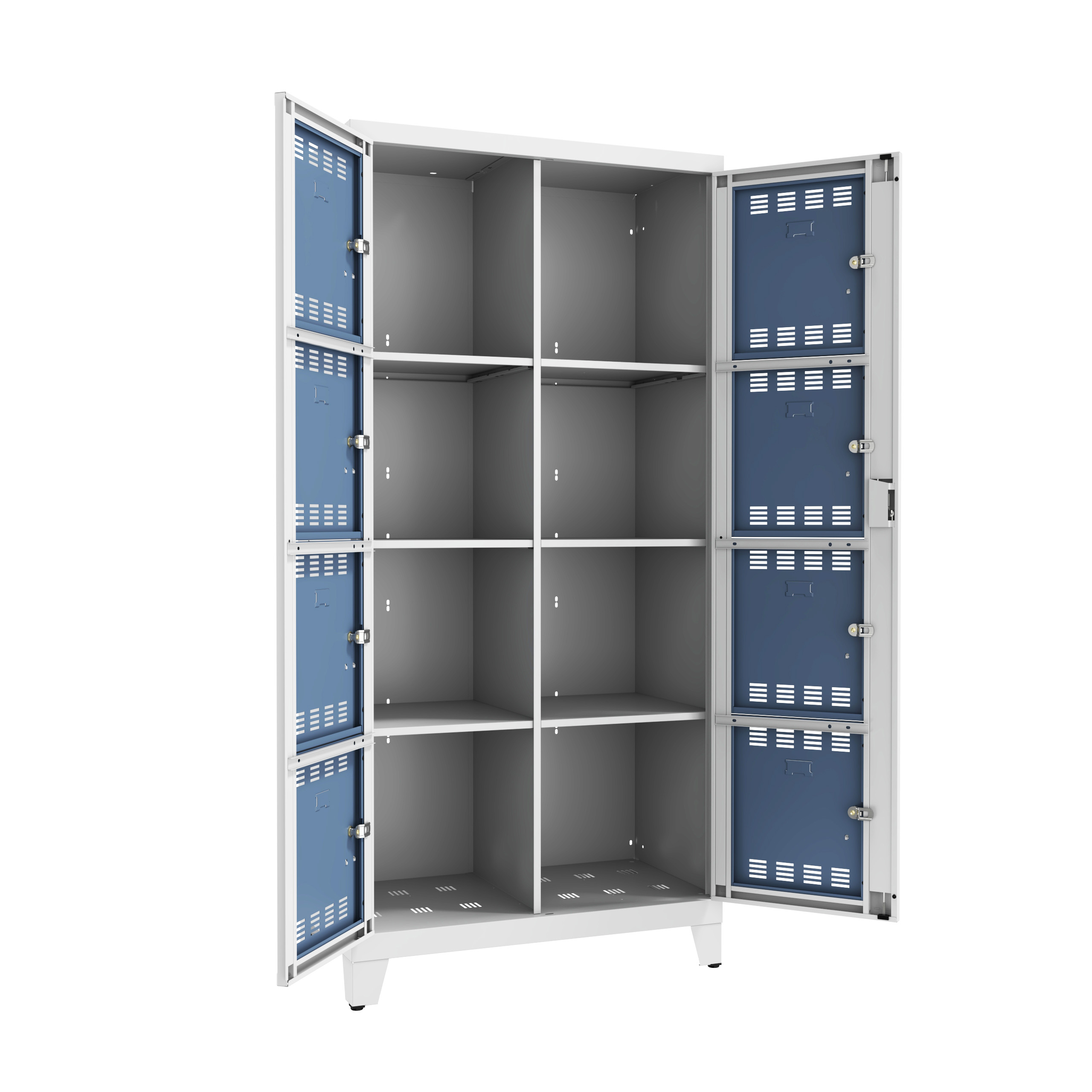 Vestiaire visitable 2 colonnes 4 casiers h.45 cm moraillon porte cadenas - corps gris perle - Délai court