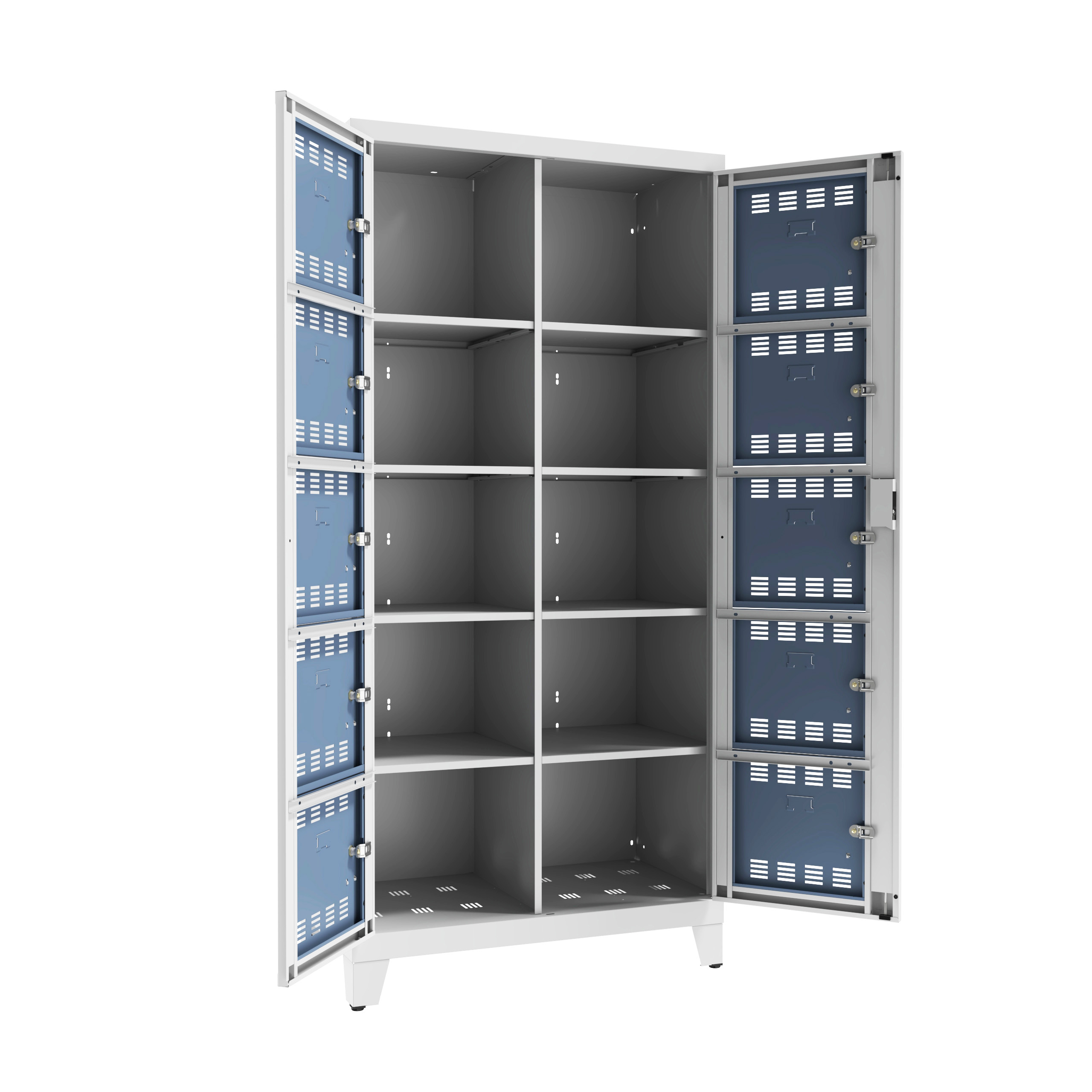 Vestiaire visitable 2 colonnes 5 casiers moraillon porte cadenas - corps gris perle - Délai court