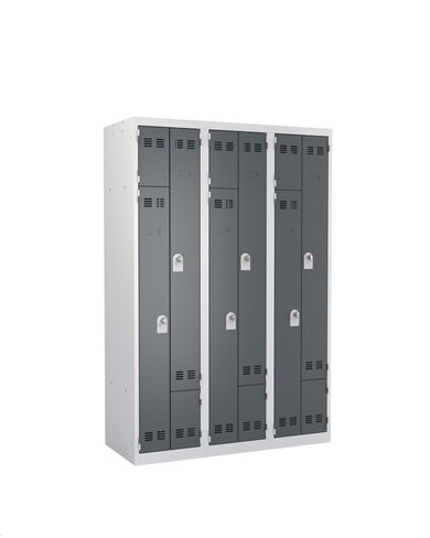 Vestiaire gain de place portes en L - 3 colonnes - serrure à clé ou moraillon