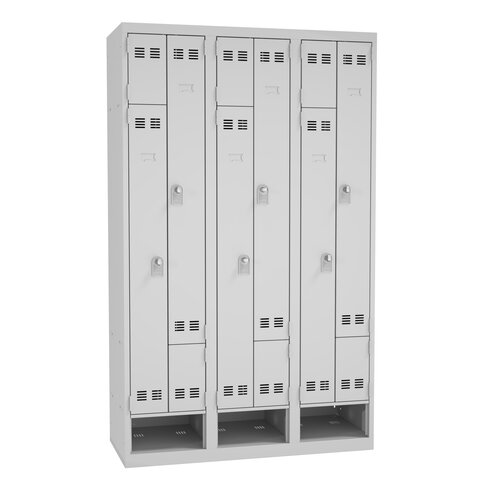 Vestiaire gain de place portes en L - 3 colonnes - avec niche à chaussure - serrure à clé ou moraillon