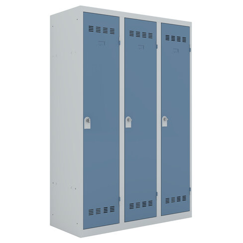 Vestiaire industrie salissante 3 colonnes galvanisé - serrure à clé ou moraillon