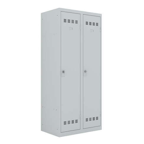 Vestiaire industrie salissante 2 colonnes serrure moraillon sans piétement - corps gris RAL7035 - délai court