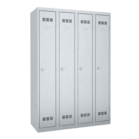 Vestiaire industrie propre 4 colonnes inox - serrure à clé ou moraillon