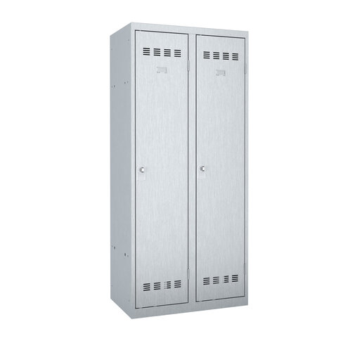 Vestiaire industrie salissante 2 colonnes inox - serrure à clé ou moraillon