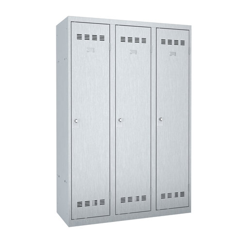 Vestiaire industrie salissante 3 colonnes inox - serrure à clé ou moraillon