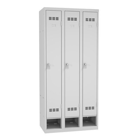 Vestiaire industrie propre avec niche à chaussure 3 colonnes - serrure à clé ou moraillon