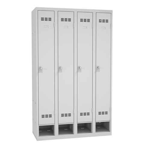 Vestiaire industrie propre avec niche à chaussure 4 colonnes - serrure à clé ou moraillon