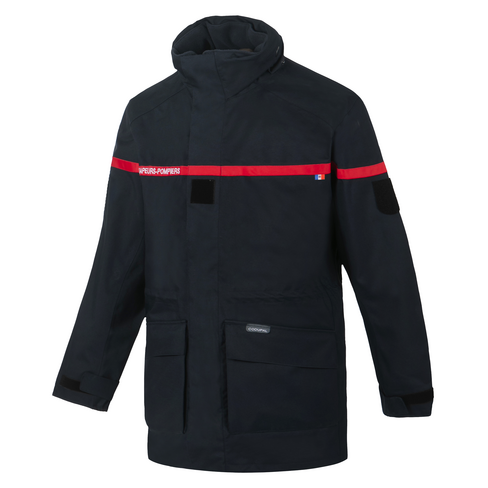 Parka imperméable marine RT - bande rouge broderie blanche SAPEURS-POMPIERS