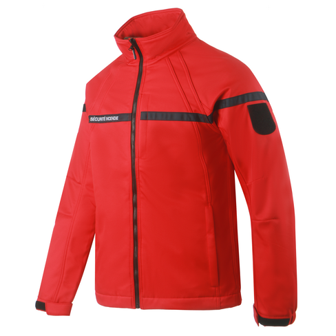 Blouson softshell rouge - bande marine broderie blanche SECURITE INCENDIE