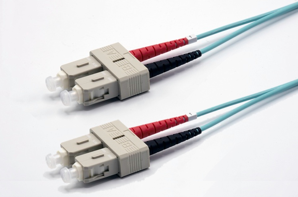 Jarretière optique multimode duplex OM3 50/125 - EKIVALAN - SC-UPC/SC-UPC - aqua - 20 m