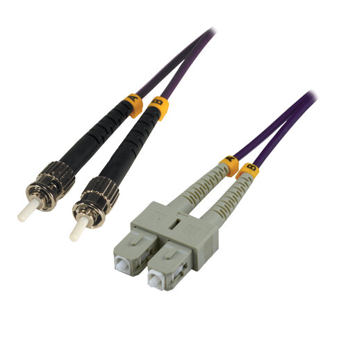Jarretière optique multimode duplex OM4 50/125 - MCL - ST/SC - violet - 25 m