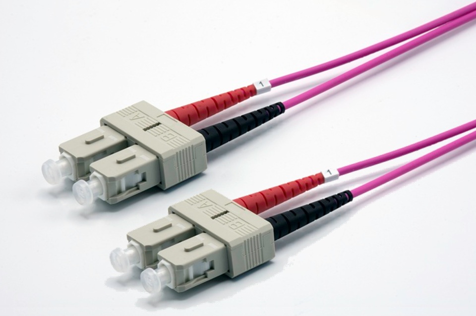 Jarretière optique multimode duplex OM4 50/125 - EKIVALAN - SC-UPC/SC-UPC - violet - 10 m