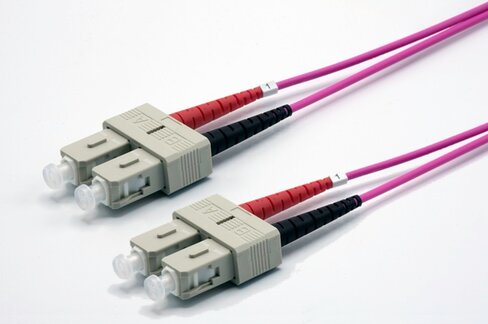 Jarretière optique multimode duplex OM4 50/125 - EKIVALAN - SC-UPC/SC-UPC - violet - 20 m