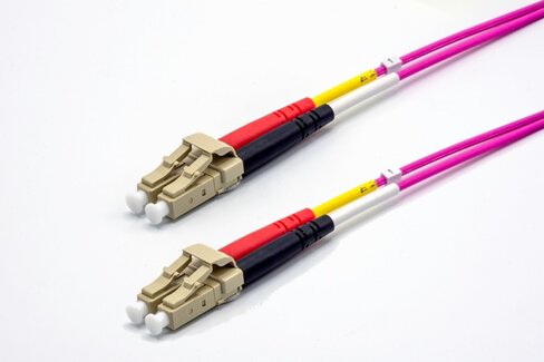 Jarretière optique multimode duplex OM4 50/125 - EKIVALAN - LC UPC/LC UPC - violet - 5 m