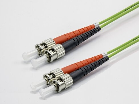 Jarretière optique multimode duplex OM5 50/125 - EKIVALAN - ST-UPC/ST-UPC - vert - 15 m