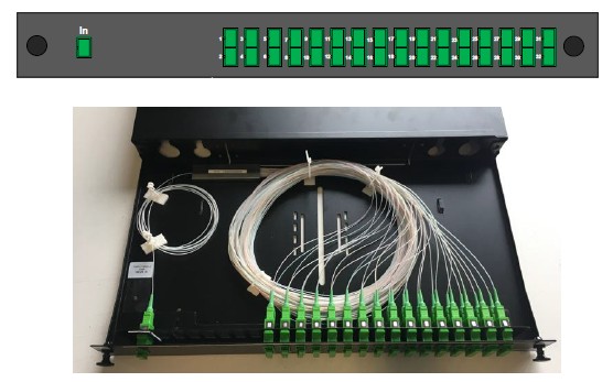 Splitter PLC format rackable 2 entrées 32 voies - AZENN - sans connecteurs