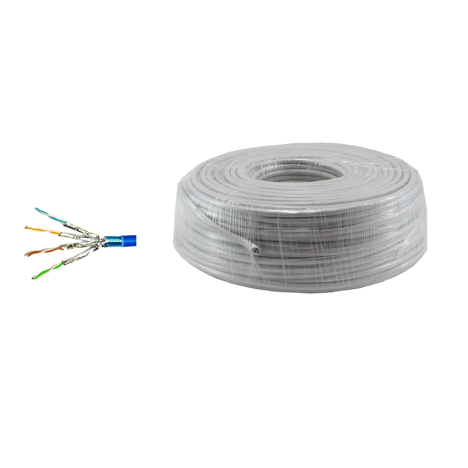 Câble cuivre monobrin - MCL - F/FTP - cat 6a - LZSH rigide - 500 m - touret - gris
