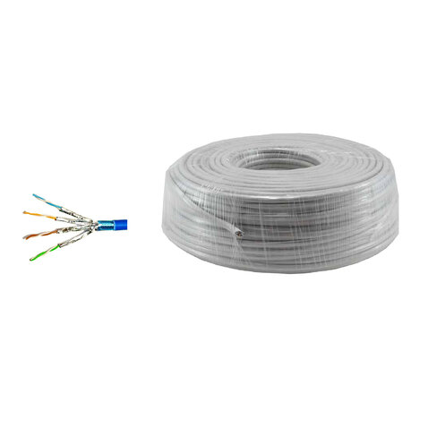 Câble cuivre monobrin - MCL - F/FTP - cat 6a - LZSH rigide - 500 m - touret - gris