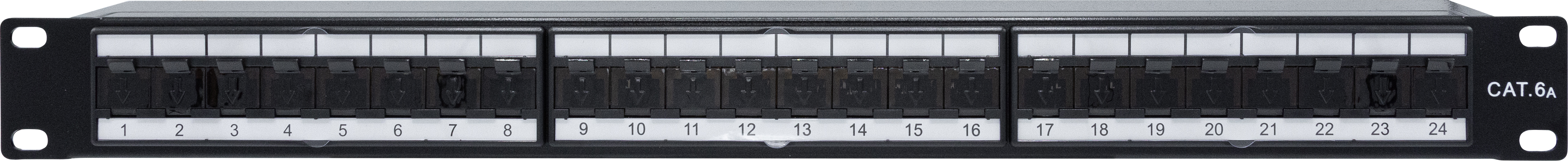 Panneau de brassage - EXERTIS - 19'' 24 ports - équipé - cat 6a - blindé - 1U - noir