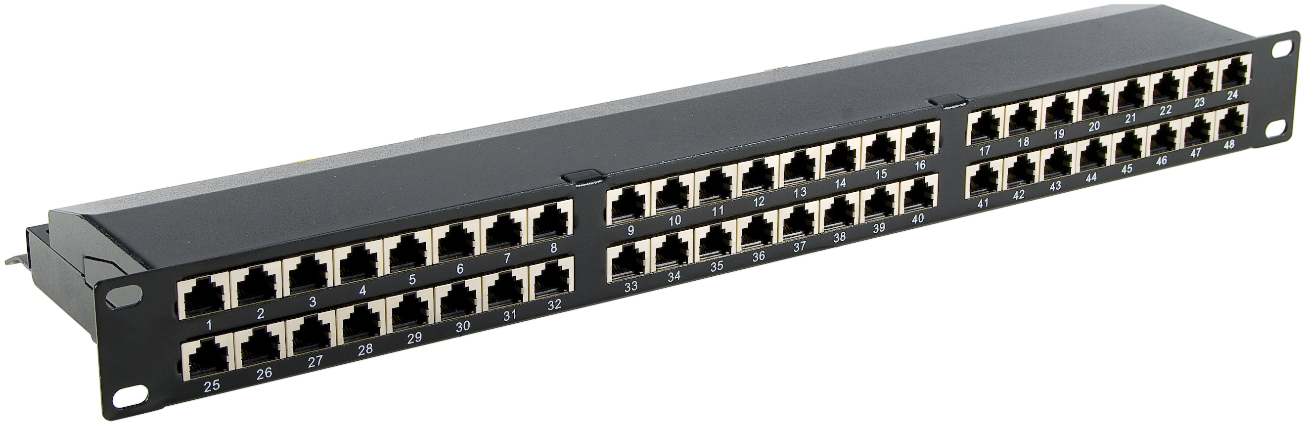 Panneau de brassage - EXERTIS - 19'' 48 ports - équipé - cat 6a - blindé - 1U - noir