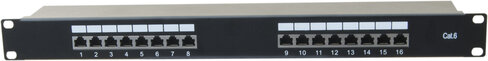 Panneau de brassage - EXERTIS - 19'' 16 ports - équipé - cat 6 - blindé - 1U - noir
