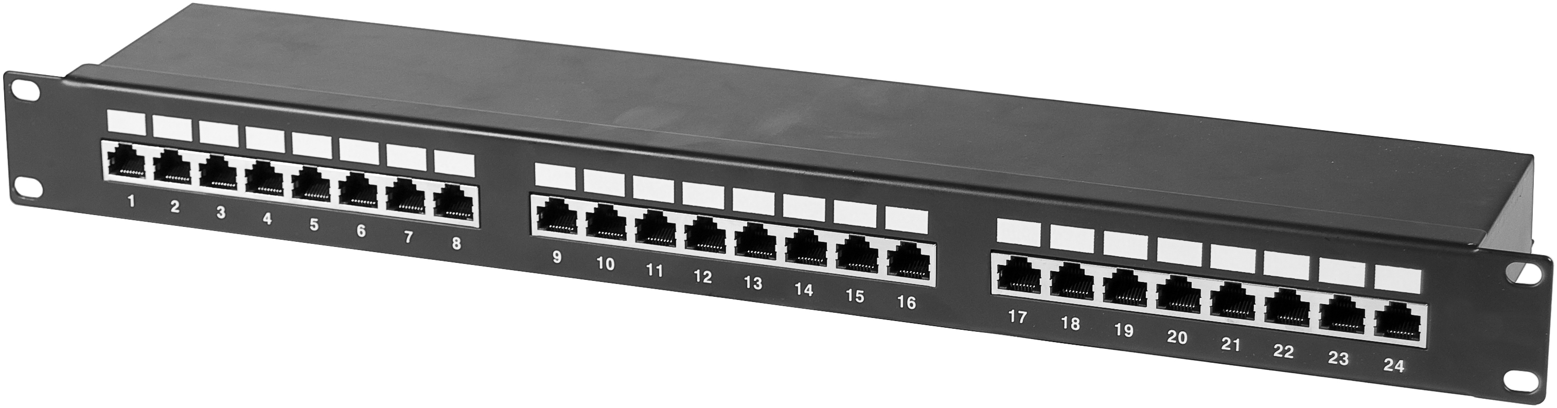 Panneau de brassage - EXERTIS - 19'' 24 ports - équipé - cat 6 - blindé - 1U - noir