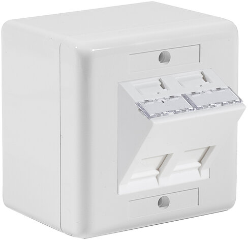 Boitier mural équipe en saillie - EXERTIS - 2 ports RJ45 - incliné 30°- cat 6a - blindé