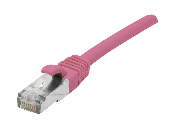 Cordon droit RJ45 cat 6a - EXERTIS - F/UTP - LSOH SNG - rose - 7,5 m