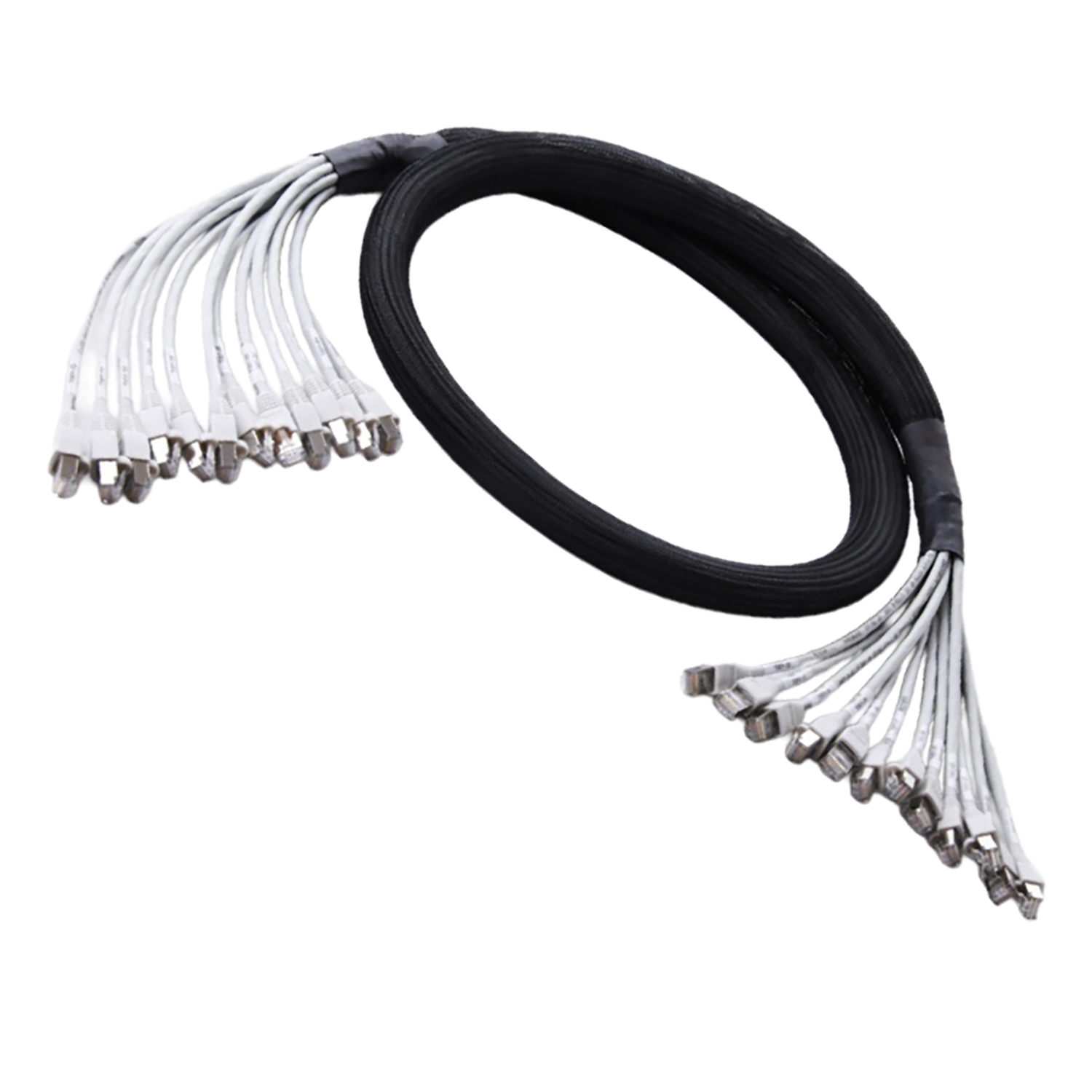 Frette 12 câbles RJ45/RJ45 cat 6a - MCL - S/FTP - LSZH - gris - 20 m - Numérotation de 1 à 12