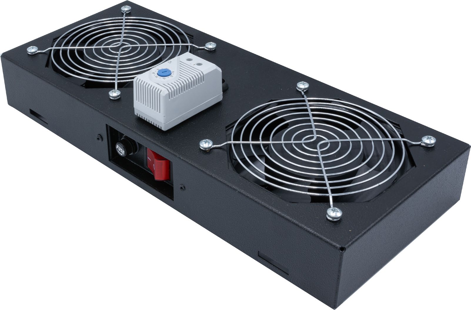 Kit 2 ventilateurs avec thermostat - EXERTIS - pour coffret 19'' - noir