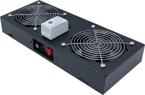 Kit 2 ventilateurs avec thermostat - EXERTIS - pour coffret 19'' - noir