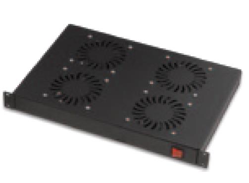 Panneau 1U de 2 ventilateurs fixation 19'' - EXERTIS - avec interrupteur on/off - noir