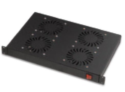 Panneau 1U de 2 ventilateurs fixation 19'' - EXERTIS - avec interrupteur on/off - noir