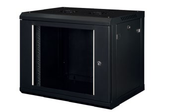 Coffret réseau mural fixe 19'' - 18U - EXERTIS - pr. 600 mm - AV verre flancs amo - livré monté - noir