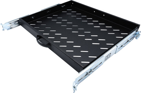 Plateau coulissant 1U - EXERTIS - pour baie réseau pr.800 - 4pts pr. 550 - 30 kg - noir