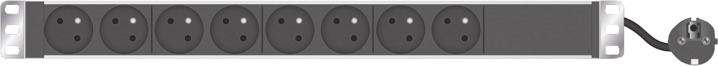 Multiprise rackable 19'' 8 prises - EXERTIS