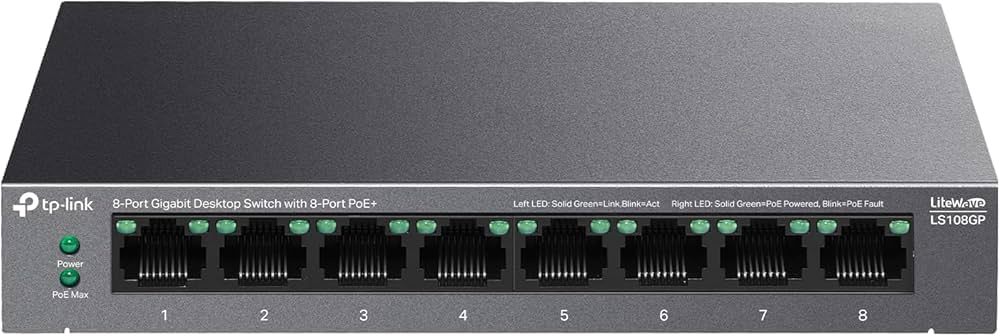 Commutateur de bureau non administrable - TP Link - 8 ports Gbps 10/100/1000Mbps - PoE+