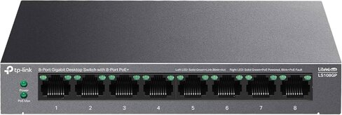Commutateur de bureau non administrable - TP Link - 8 ports Gbps 10/100/1000Mbps - PoE+