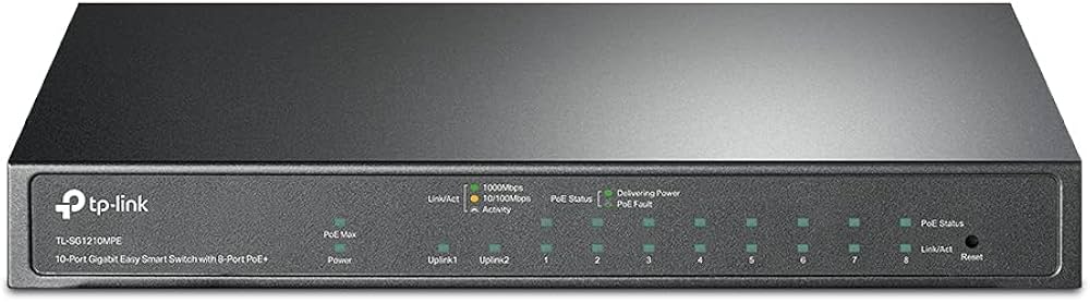 Commutateur intelligent administrable via le web - TP Link - 10 ports - 9 ports 10/100/1000 Mbps - 8 ports POE+ -