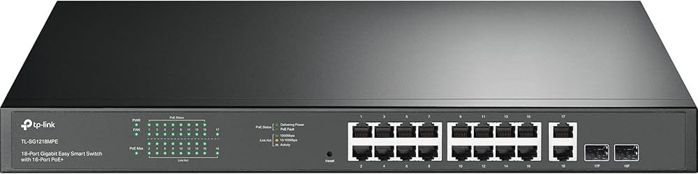 Commutateur intelligent administrable via le web - TP Link - 18 ports - 16 ports 10/100/1000 Mbps - 16 ports POE+ -