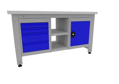 Etabli monobloc - plateau mélaminé - l.150 x pr. 75 cm - plateau gris dauphin