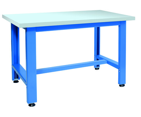 Etabli régl. en hauteur de 80 à 93 cm - plateau mélaminé - l. 150 x pr. 75 cm - plateau gris dauphin