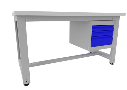 Etabli 3 tiroirs - plateau mélaminé - l. 200 x pr. 75 cm - plateau gris dauphin