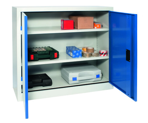 Armoire d'atelier basse - 2 tablettes - 100 x 102 x 50 cm - portes battantes
