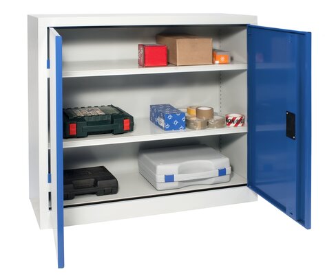 Armoire d'atelier basse - 2 tablettes - 100 x 102 x 50 cm - portes transparentes