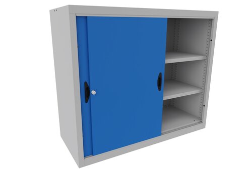 Armoire d'atelier basse - 2 tablettes - 100 x 102 x 50 cm - portes coulissantes